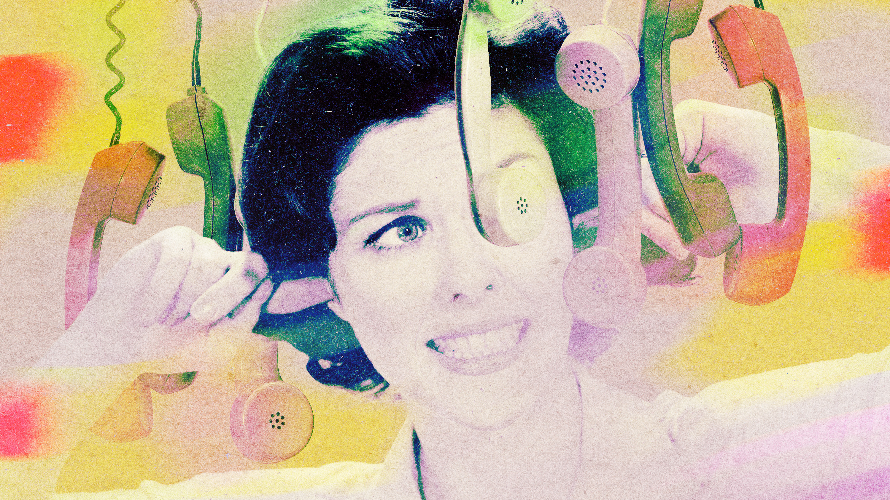 A photo illustration shows a woman plugging her ears, surrounded by ringing phones.